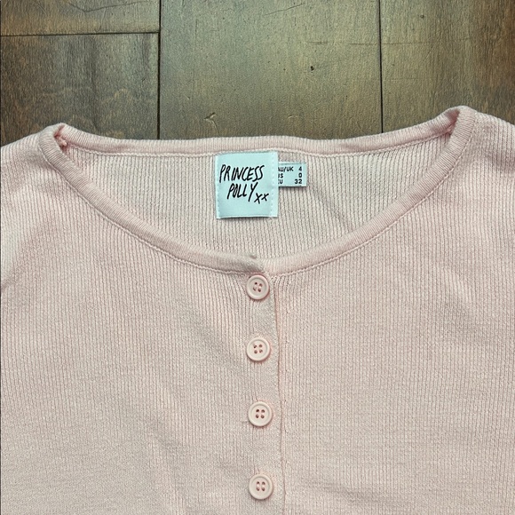 Princess Polly Ballet Pink Button Down Knit Sweater, Size 0 - Picture 3 of 8
